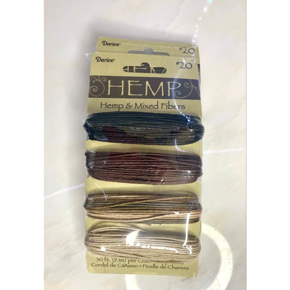 3 Darice Hemp Cord Sets #20 Earthy Colors Mix 4-Pack 360 Ft Total Craft Jewelry